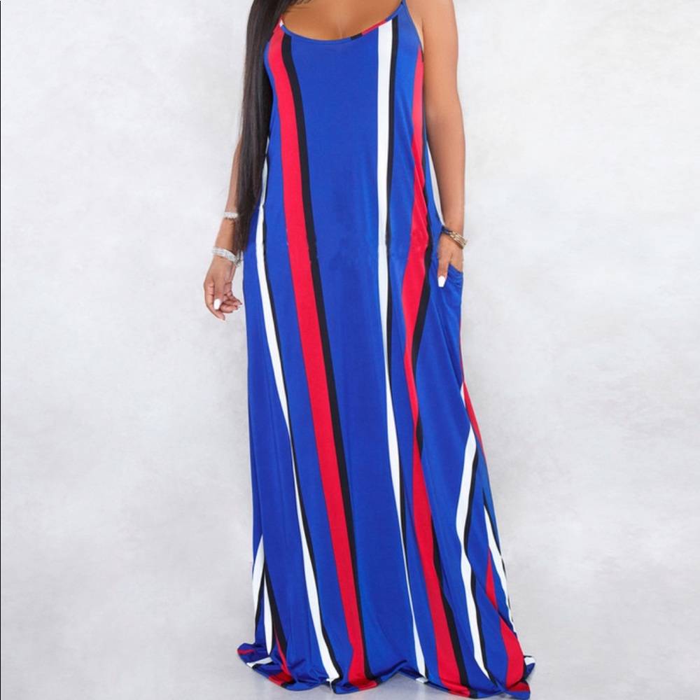 Trendy striped long maxi dresses floor length.